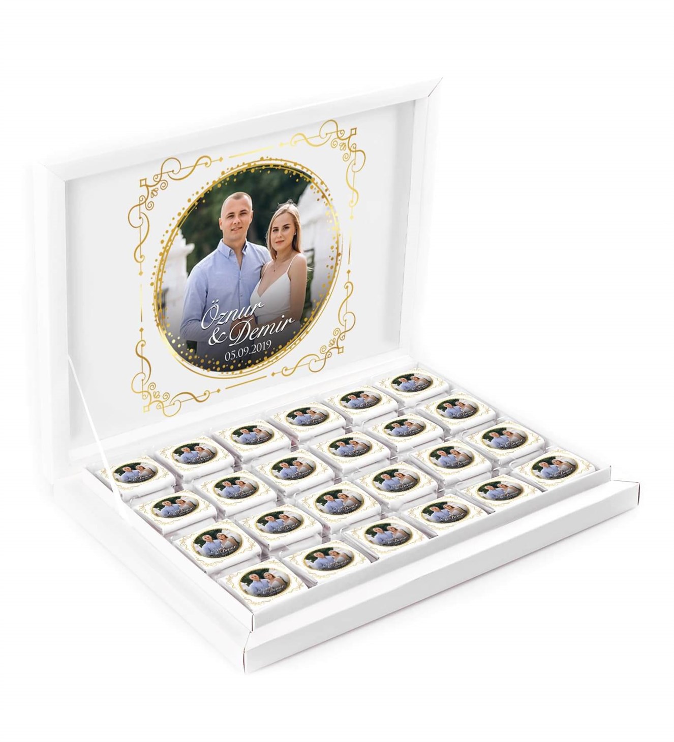 Fotoğraflı İsimli ve Tarihli Kutulu Söz & Nişan Çikolatası