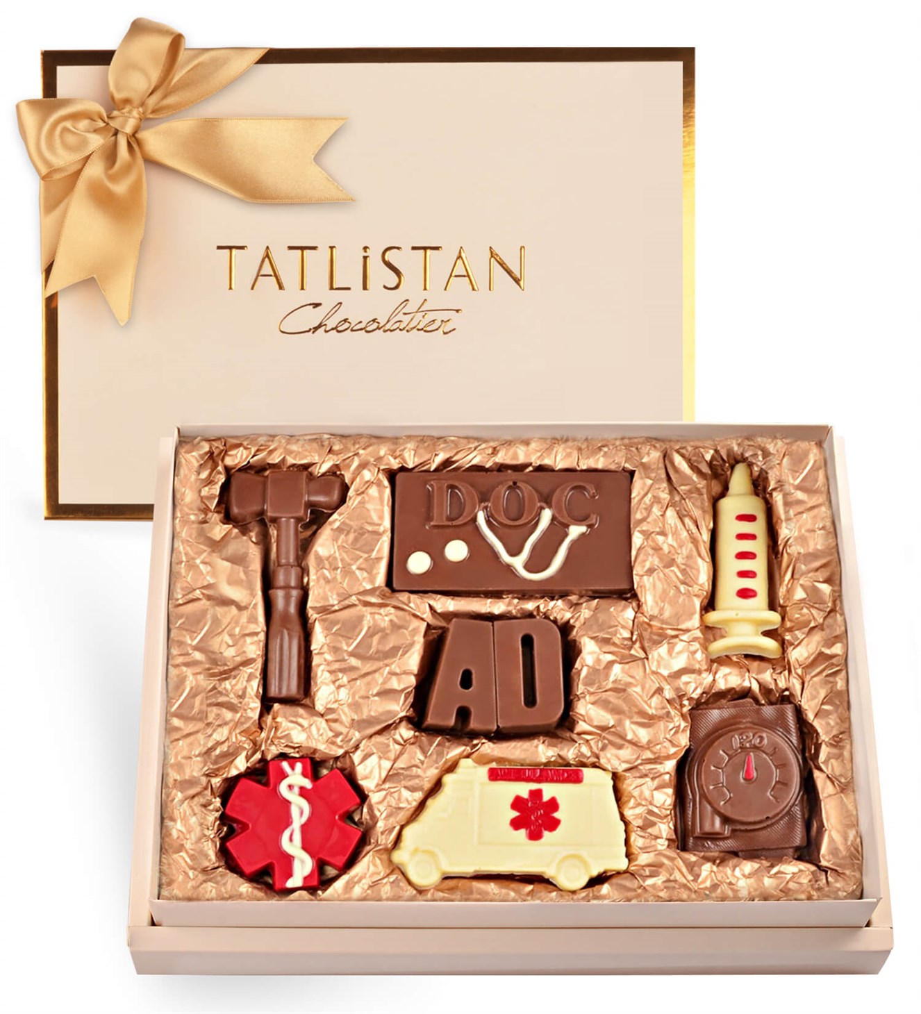 İsme Özel Baş Harfli, Ambulanslı ve Şırıngalı Doktor Çikolatası 