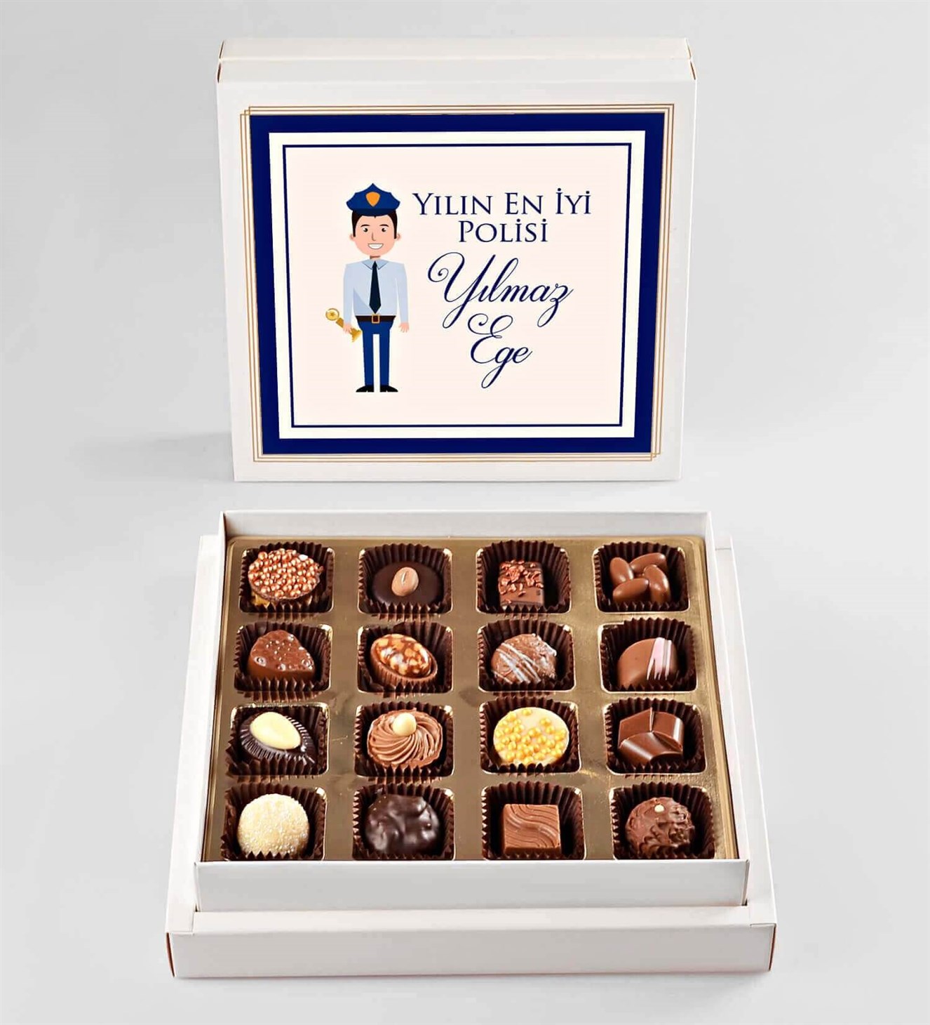 Kişiye Özel En İyi Erkek Polis Spesiyal Çikolata 16'lı