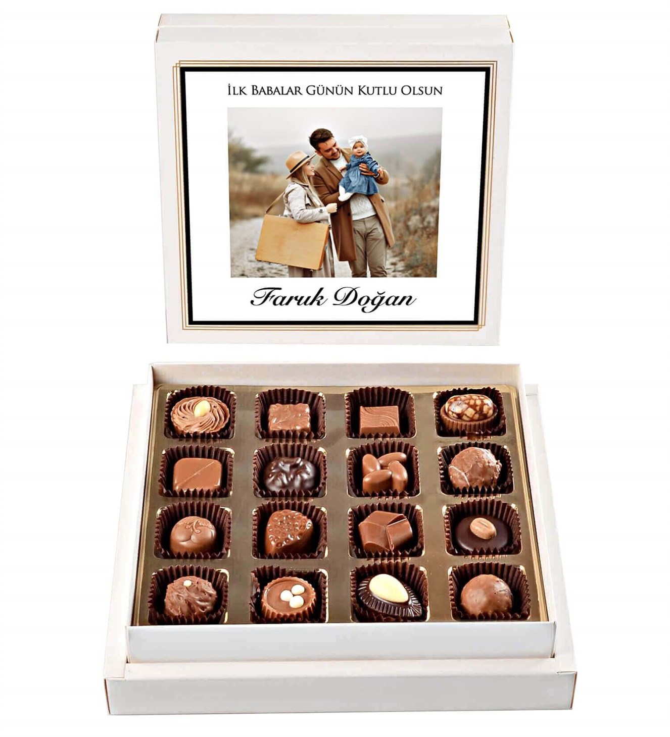 Kişiye Özel İsimli, Fotoğraflı İlk Babalar Günü Spesiyal Çikolata 16'lı