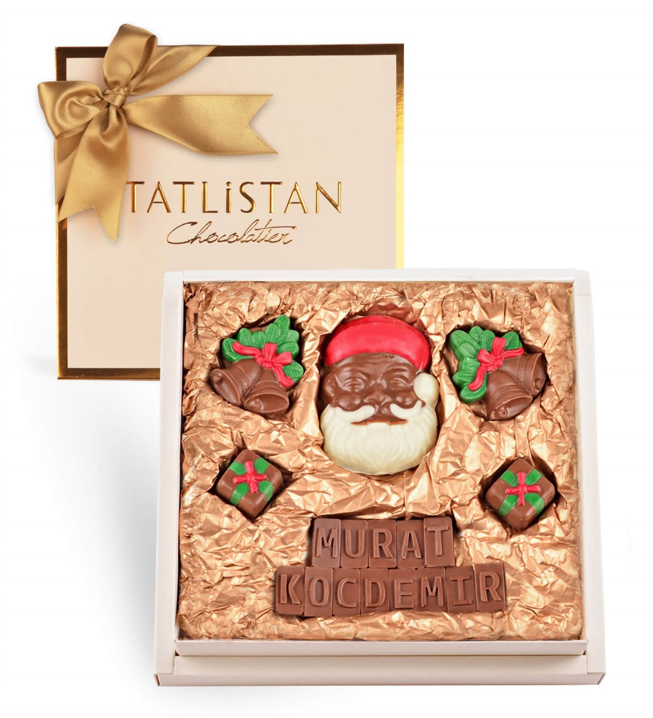 Kişiye Özel İsimli Noel Babalı Yılbaşı Çikolatası