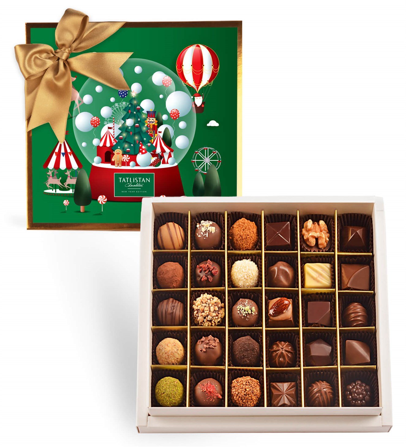 Kurşun Askerli Kar Küresi 30 Çeşitli Artisan ve Trüf Çikolata 30'lu