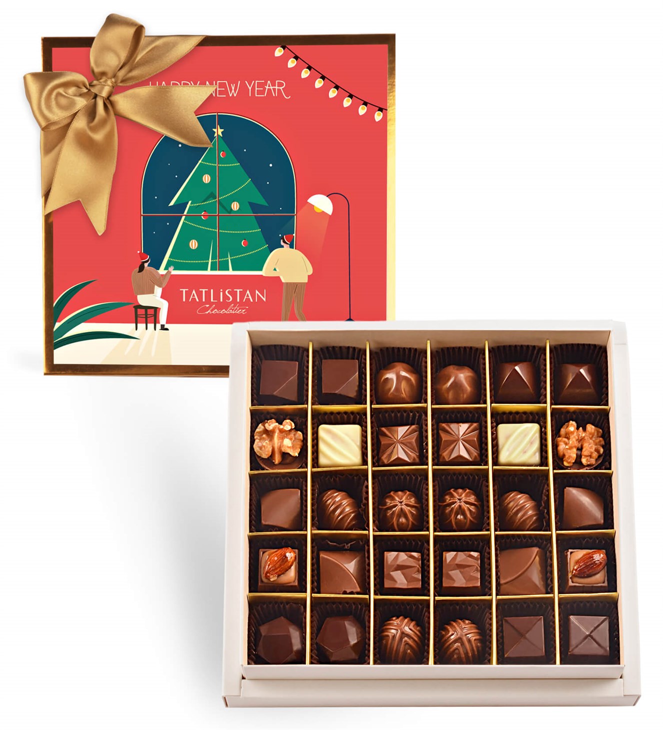 Penceredeki Yılbaşı Ağacı 15 Çeşitli Artisan Çikolata 30'lu