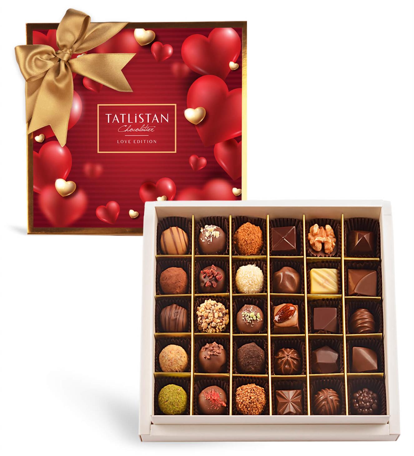 Red&Gold Kalp Tasarımlı 30 Çeşitli Artisan & Trüf Çikolata 30'lu