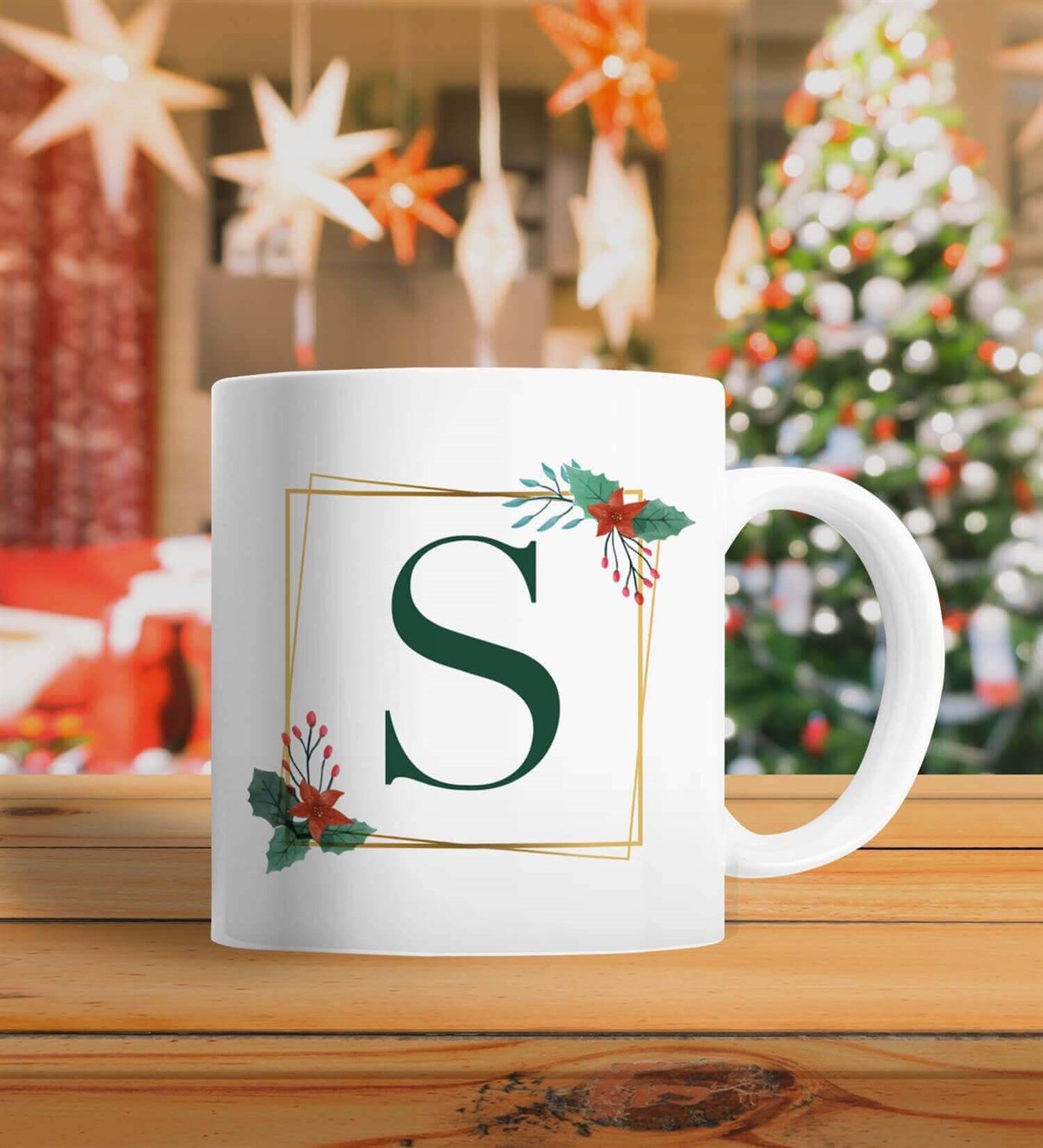 Yılbaşı Çiçekleri Baş Harfli Hediye Kupa Bardak