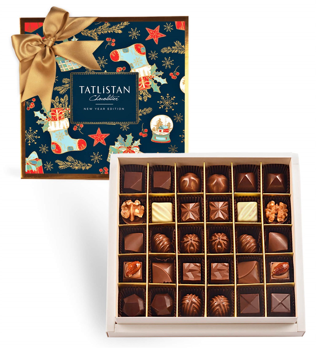 Yılbaşı Hediyeleri ve Yıldızlar 15 Çeşitli Artisan Çikolata 30'lu