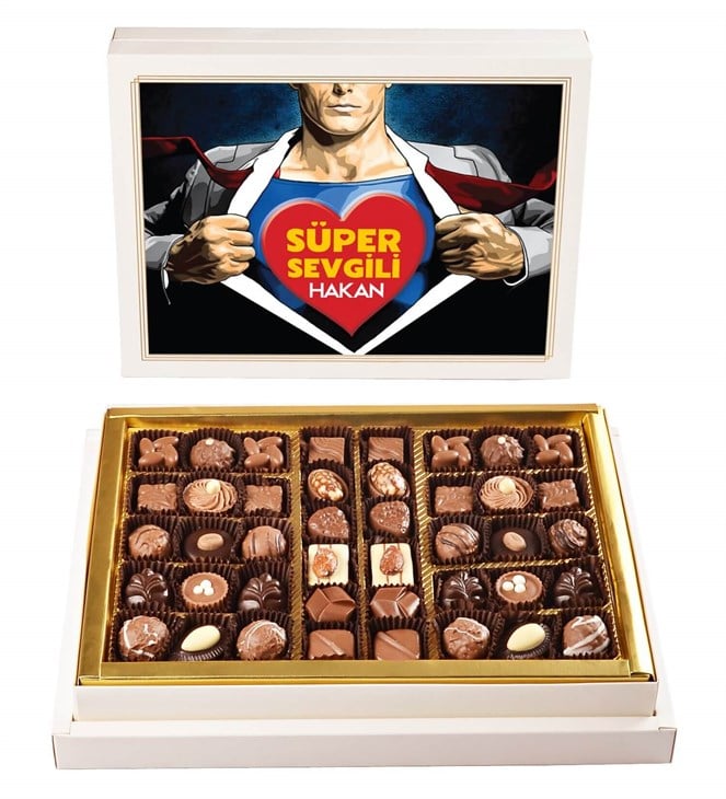 İsme Özel Süper Sevgili Tasarımlı Spesiyal Çikolata 42'li