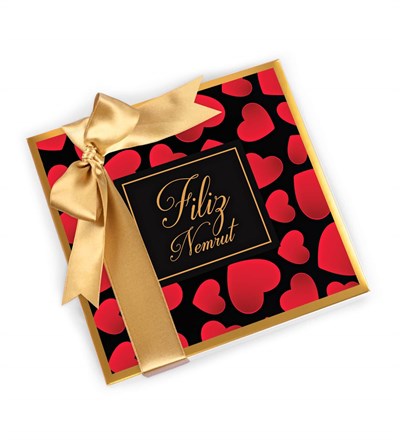 Sevgililer Günü Kişiye Özel İsimli Kırmızı Kalp Tasarımlı Spesiyal Çikolata 16'lı