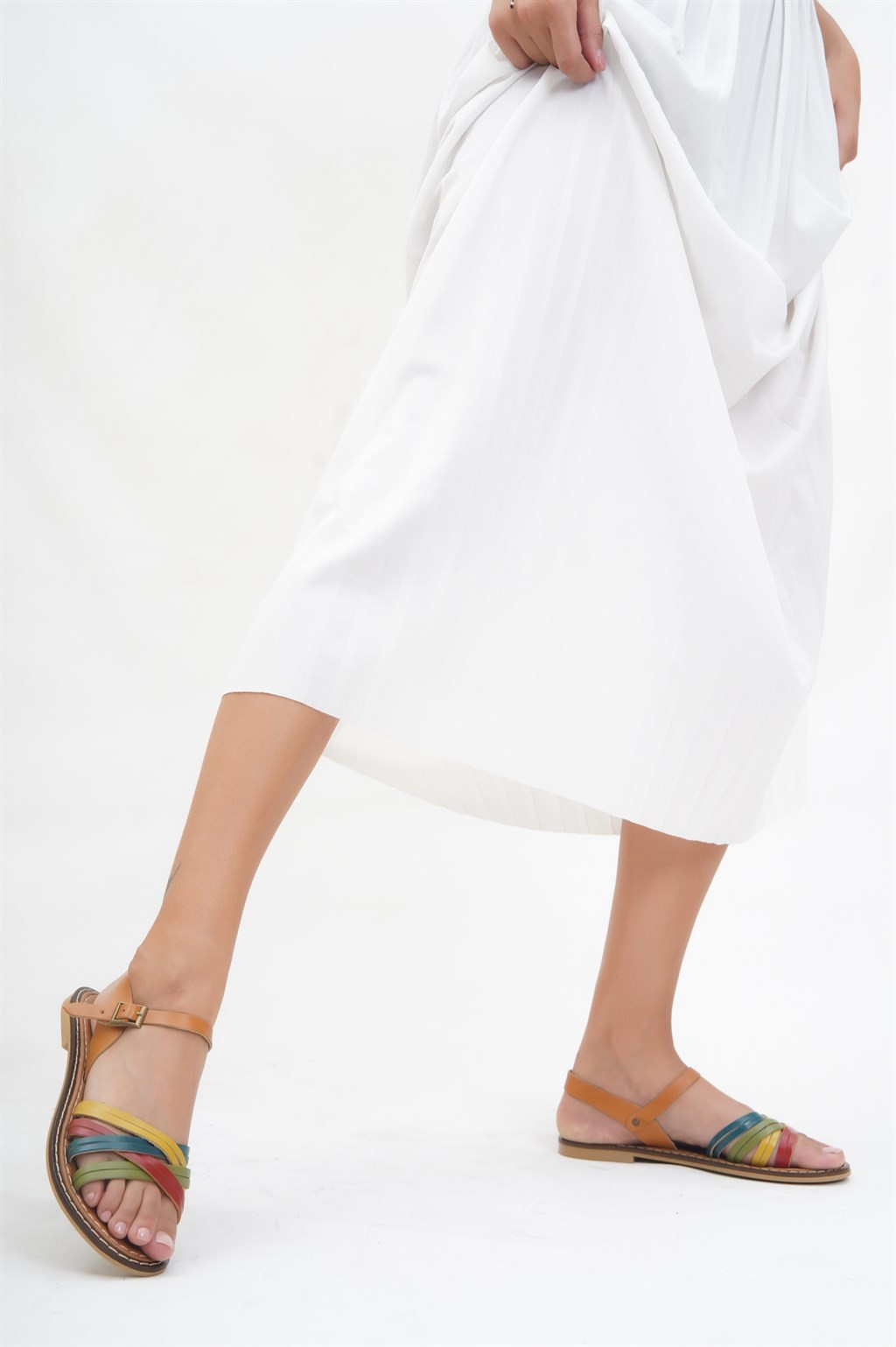 Hakiki Deri Multi-2 Kadın Deri Sandalet DP28-0830