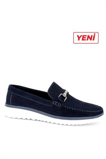 Hakiki Deri Lacivert Nubuk Erkek Deri Casual Ayakkabı MRD7-2014