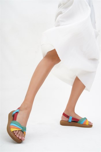 Hakiki Deri Multi1-T Kadın Deri Sandalet DP-1841