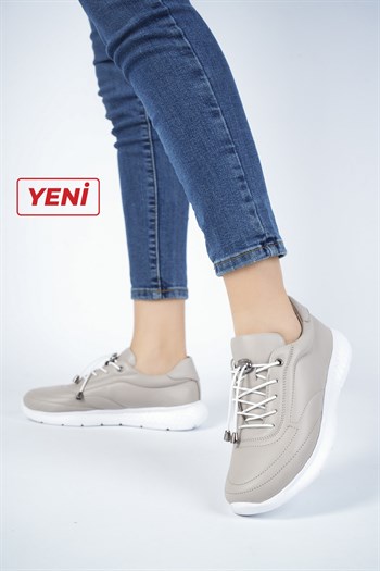 Hakiki Deri Vizon Kadın Deri Sneaker Spor Ayakkabı DP71-0110