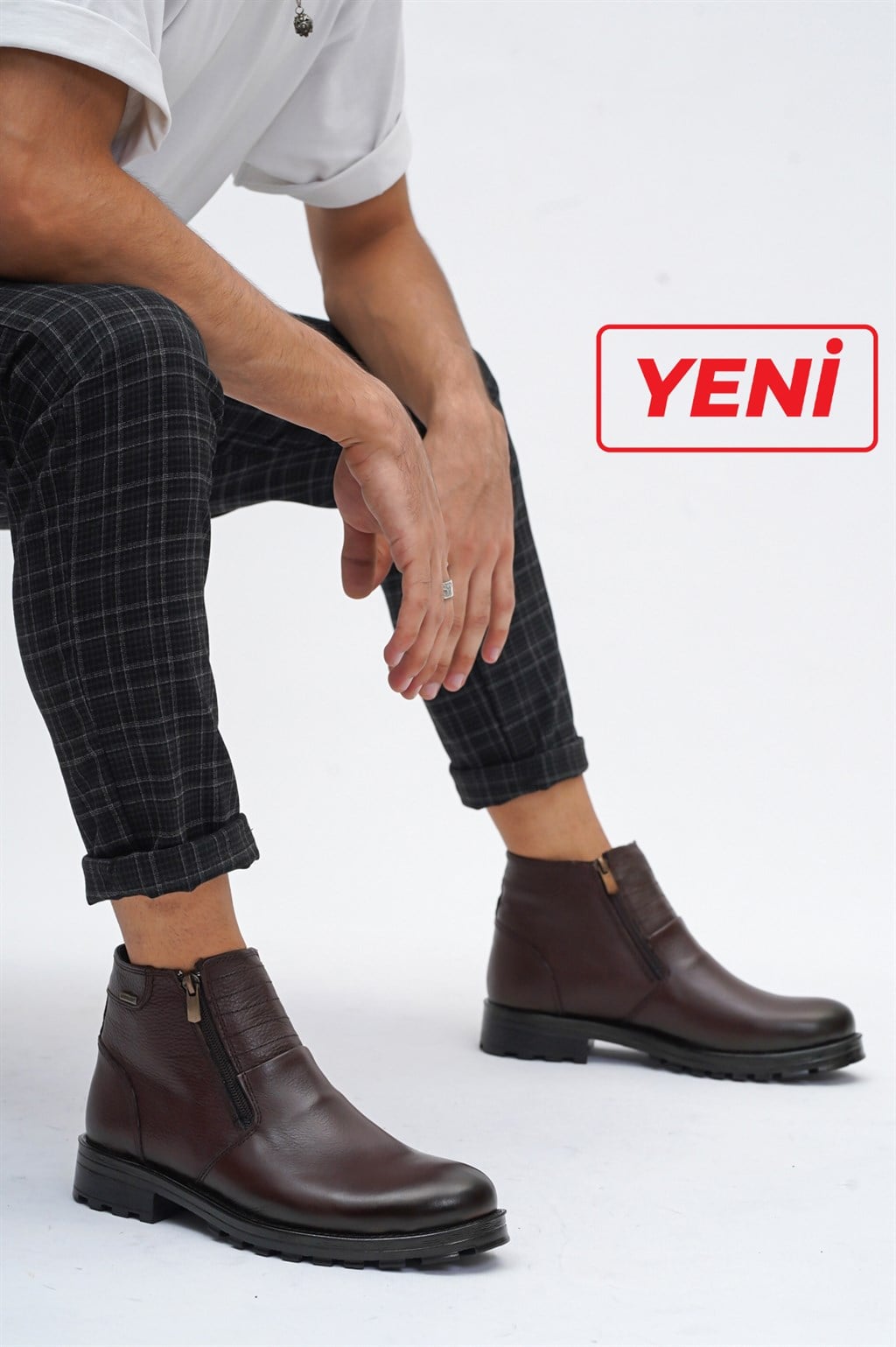 Hakiki Deri Kahverengi Erkek Deri Bot MRD22-4869