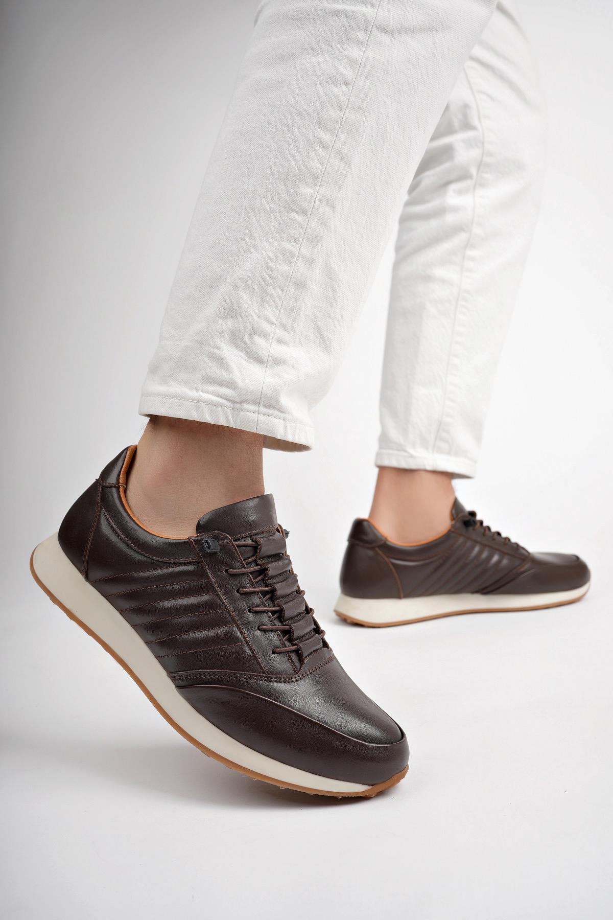 Hakiki Deri Kahverengi Erkek Deri Sneaker MRD26-0062