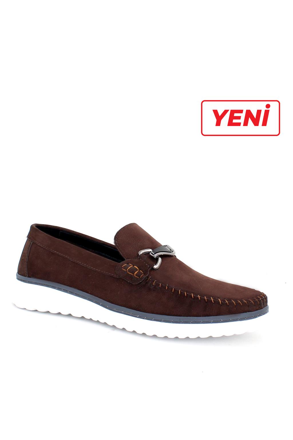 Hakiki Deri Kahverengi Nubuk Erkek Deri Casual Ayakkabı MRD7-2014