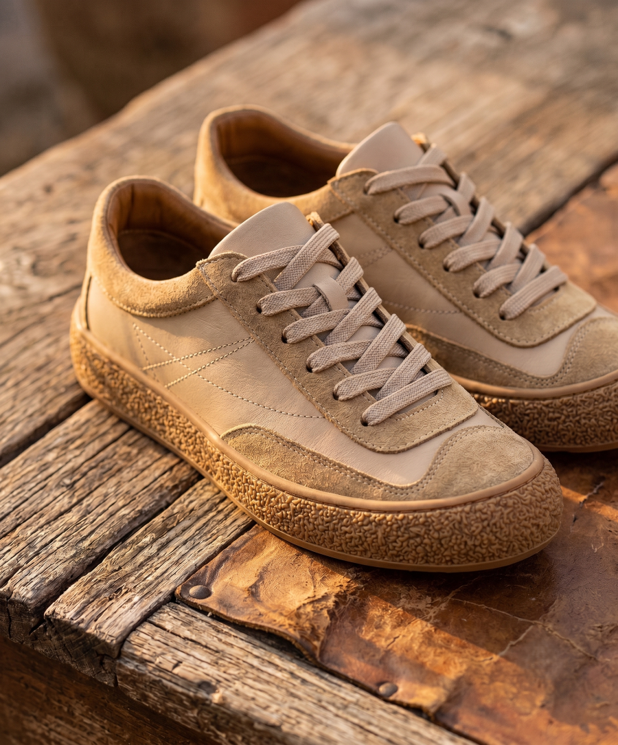 Hakiki Deri Krem Kadın Deri Sneaker DP87-0180