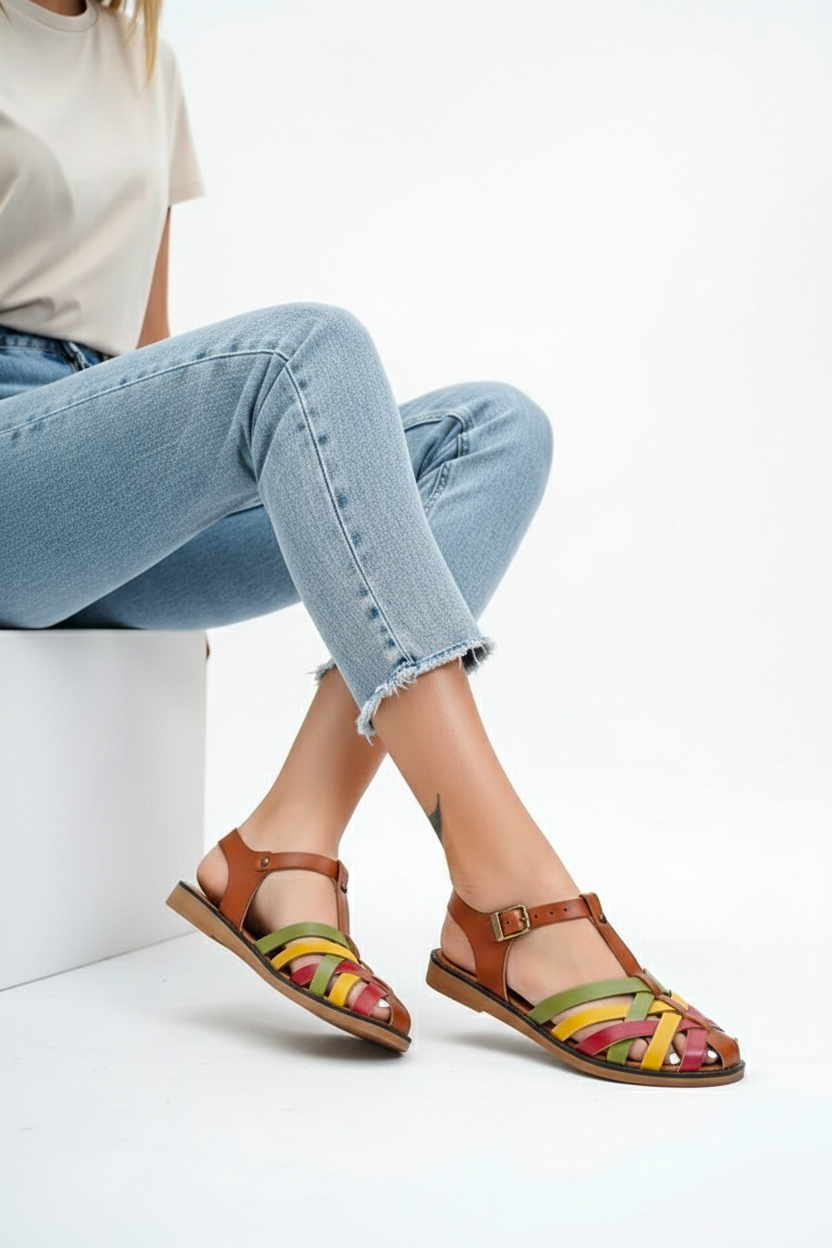 Hakiki Deri Multi-1 Kadın Deri Sandalet RMA-3081