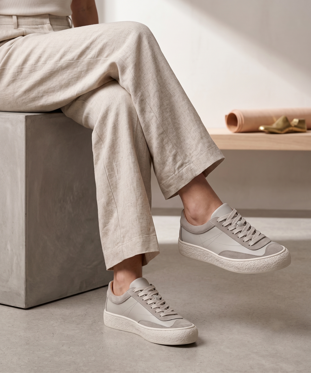 Hakiki Deri Silver Kadın Deri Sneaker DP87-0180