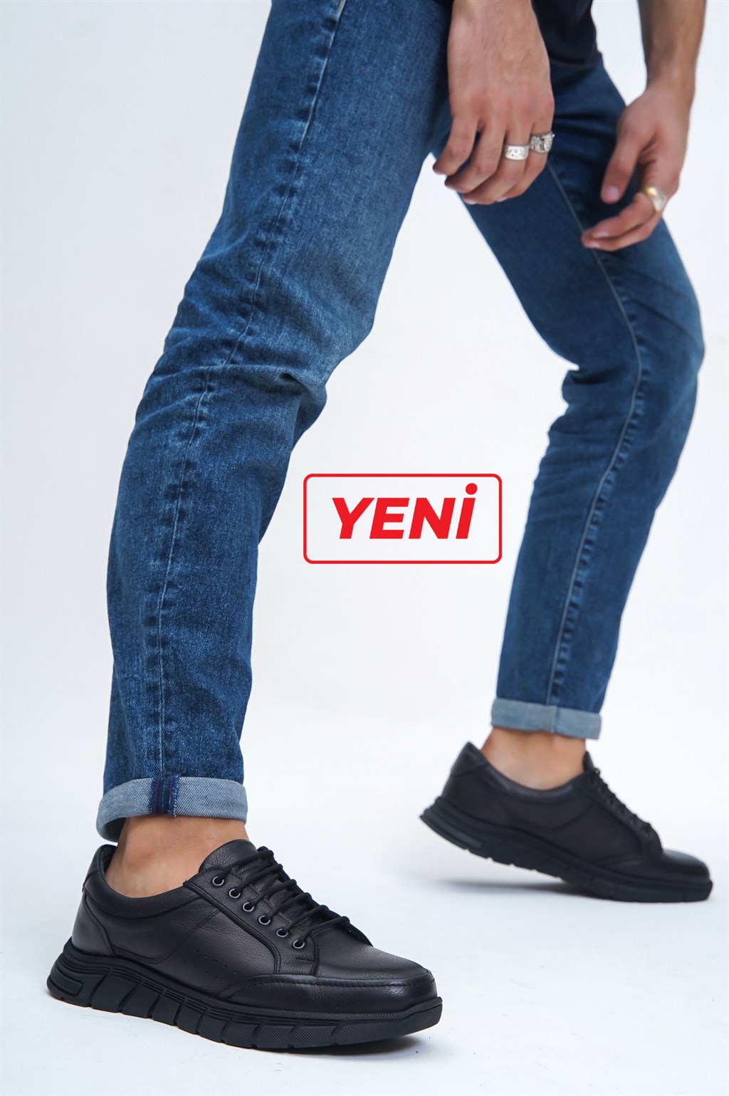 Hakiki Deri Siyah Erkek Deri Casual Ayakkabı MRD7-2202