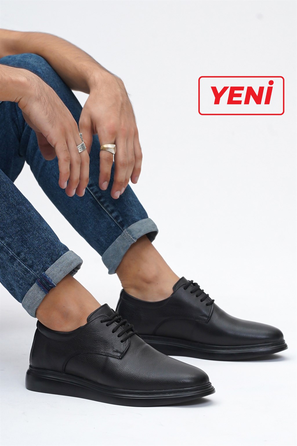 Hakiki Deri Siyah Erkek Deri Casual Ayakkabı MRD7-2084