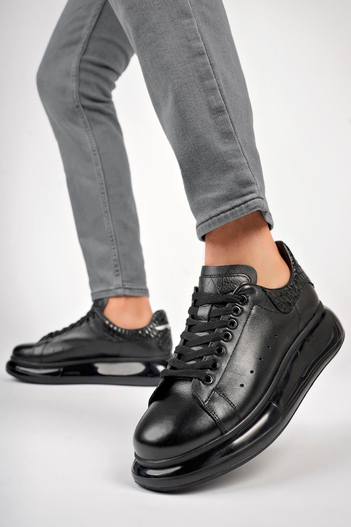 Hakiki Deri Siyah Erkek Sneaker Ayakkabı MRD24-0900