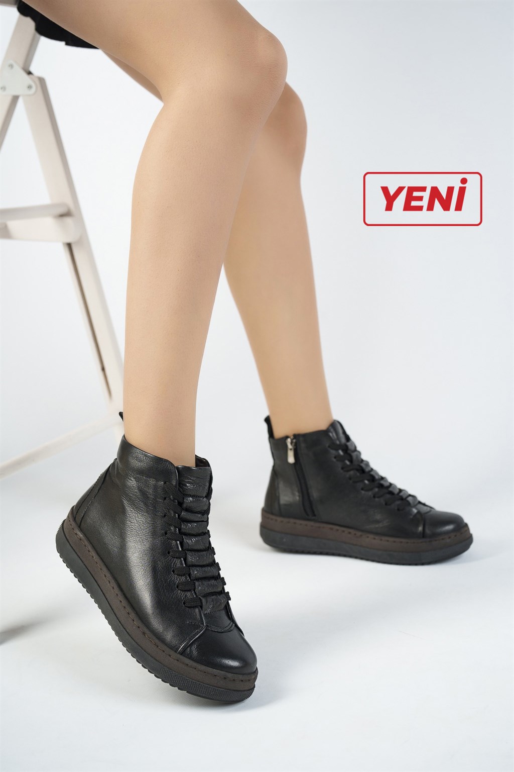 Hakiki Deri Siyah Kadın Deri Bot DP17-5001