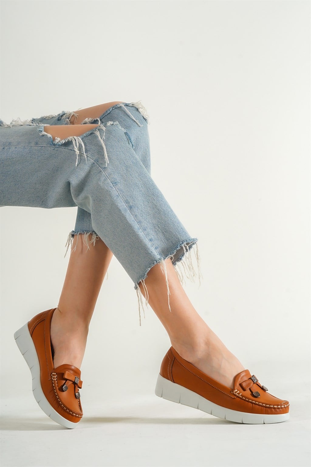 Hakiki Deri Taba Kadın Deri Casual Ayakkabı DP61-0102