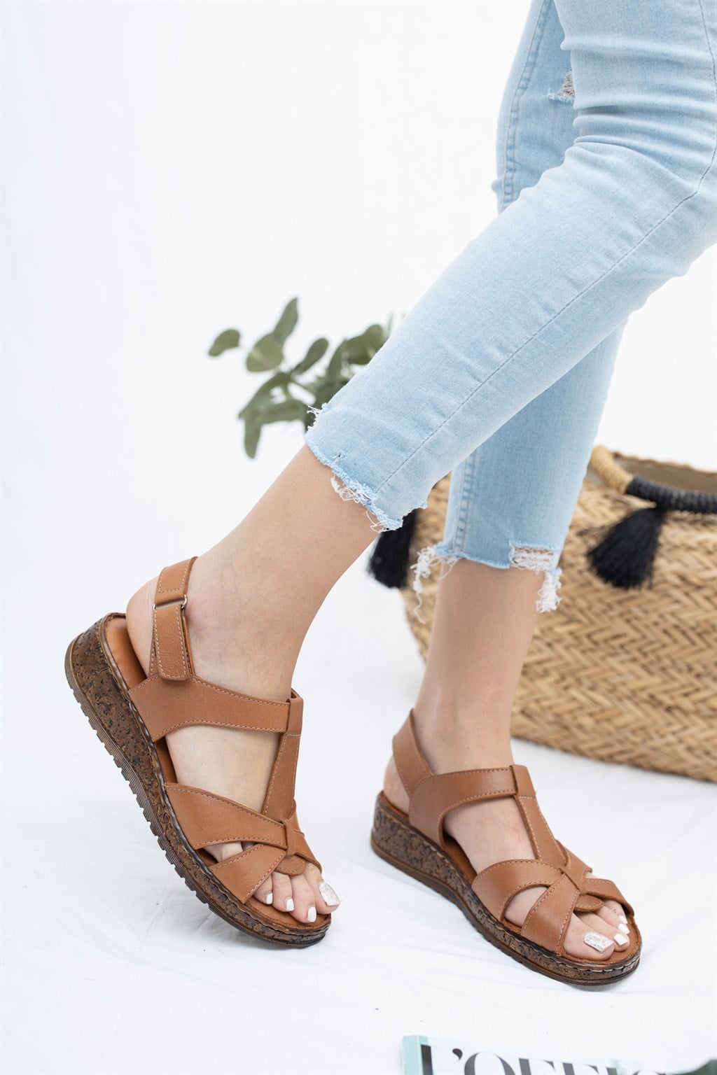 Hakiki Deri Taba Kadın Deri Sandalet CRZ-0551