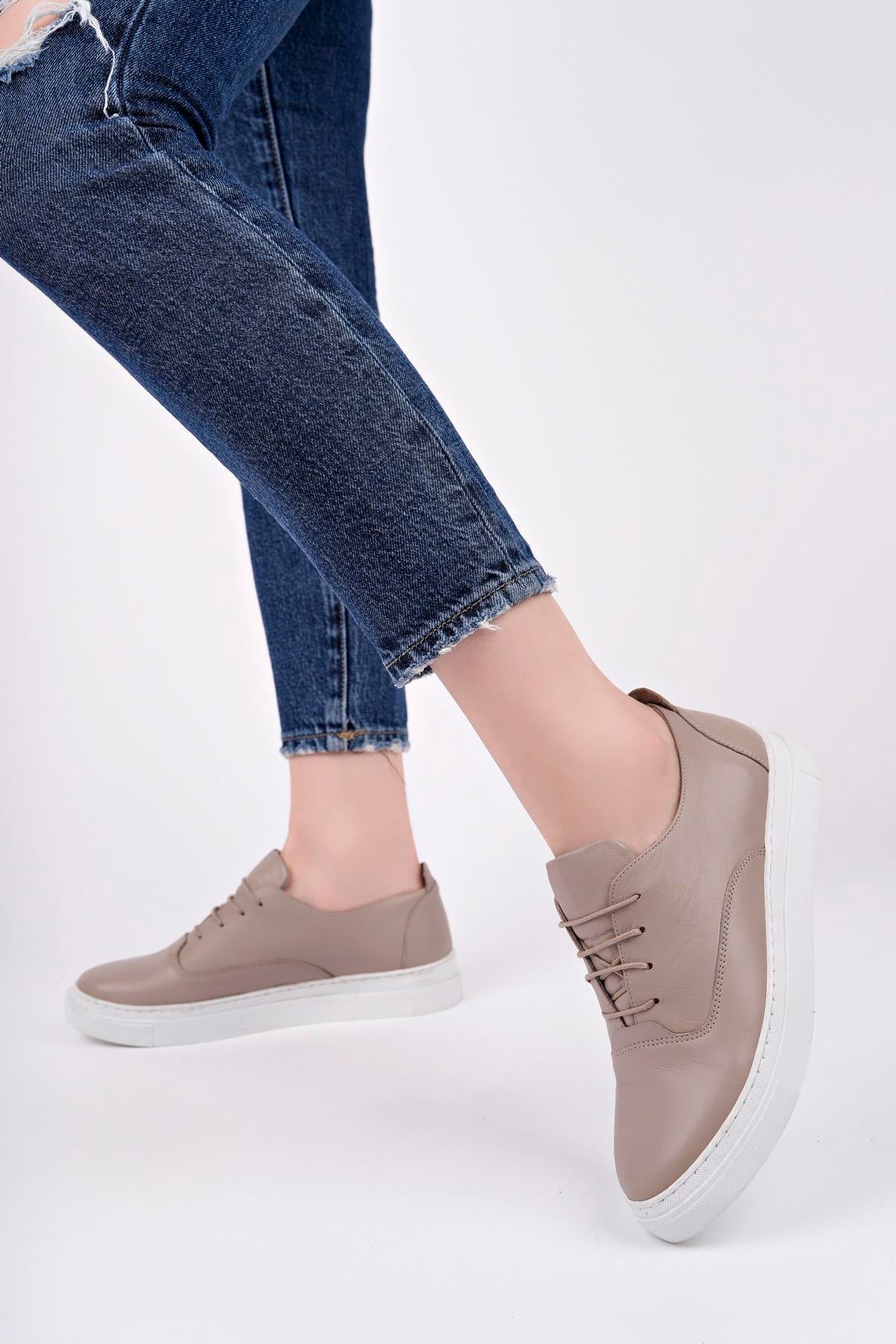 Hakiki Deri Vizon Kadın Deri Sneaker VNS-M01