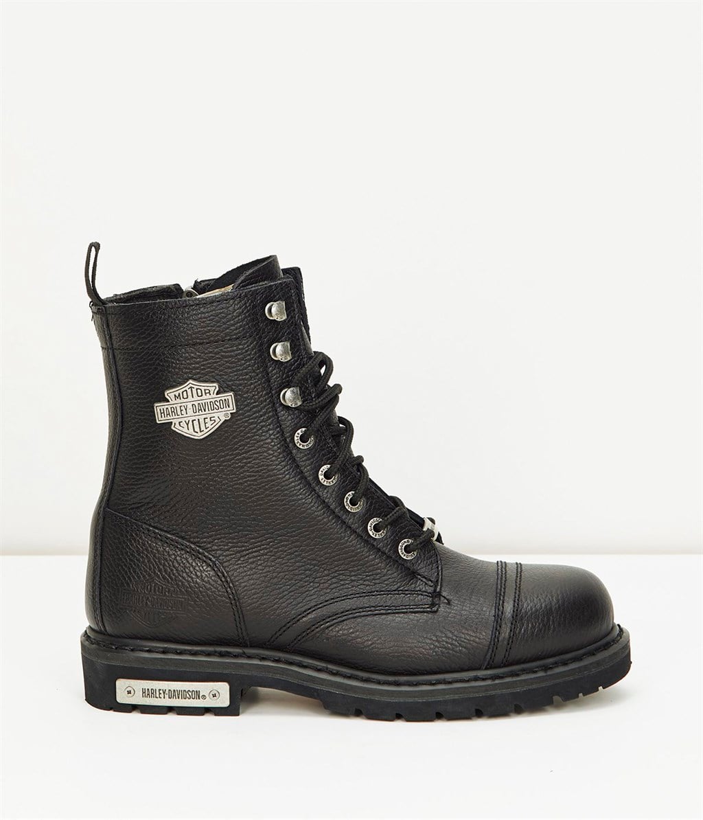 Harley Davidson Colmar Black Baskılı Deri Erkek Hakiki Deri Bot