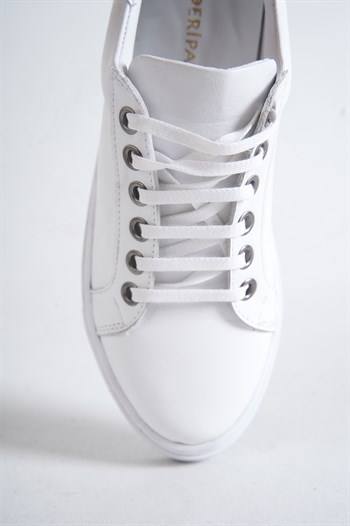 Hakiki Deri Beyaz Kadın Deri Sneaker VNS-M010