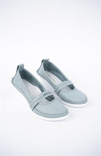 Hakiki Deri Mavi Kadın Dolgu Topuklu Ayakkabı ARS-0135