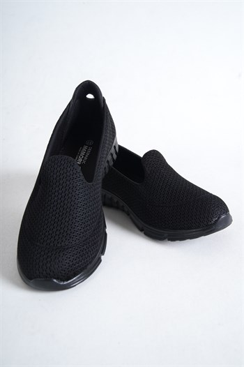 Siyah Siyah Kadın Spor Babet Yürüyüş Ayakkabısı DP23-0201