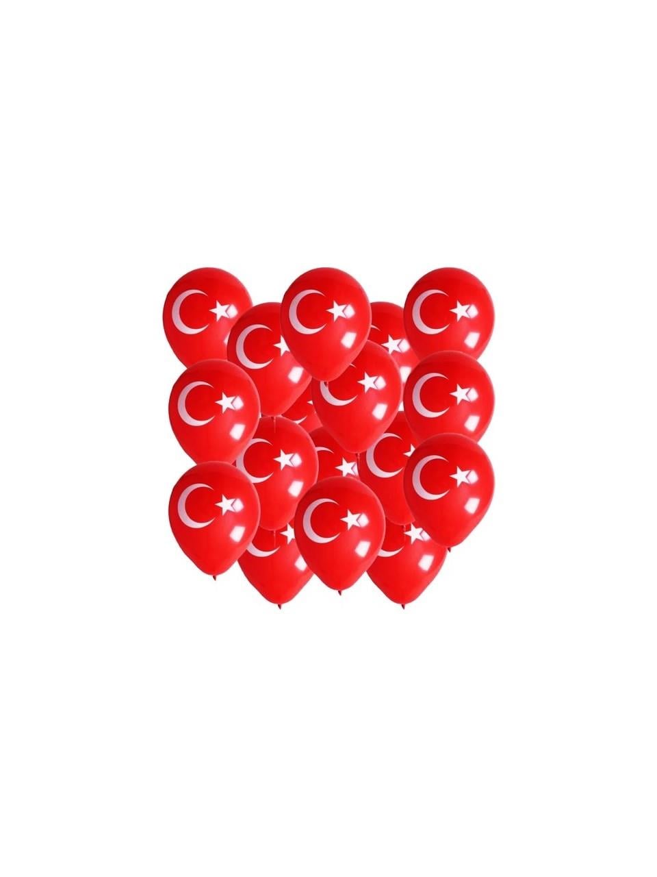 100 Adet Türk Bayraklı Lateks Balon Seti - Toptan Süsleme Paketi