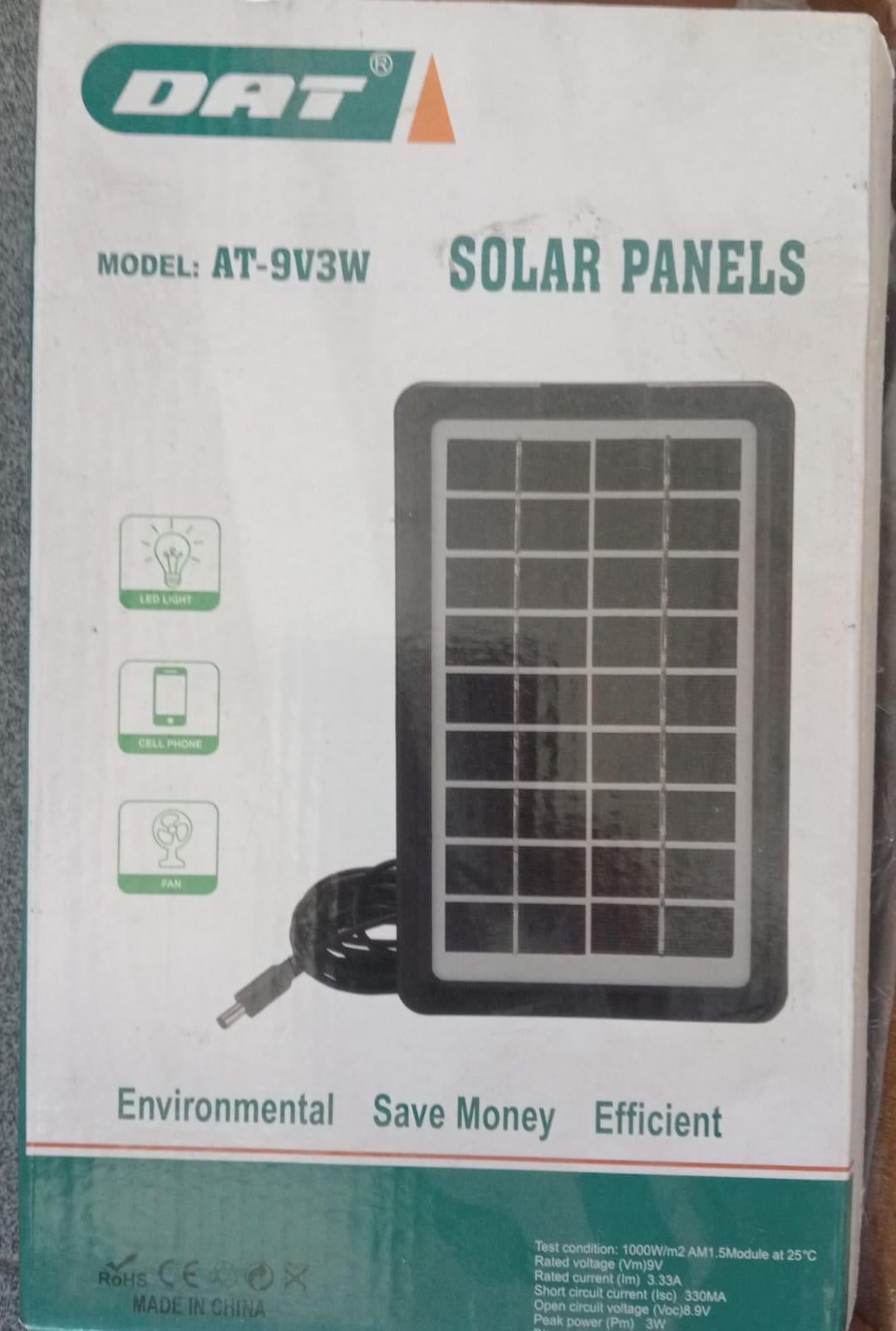 DAT AT-9V3W Taşınabilir Güneş Paneli - 9V 3W Solar Şarj Paneli