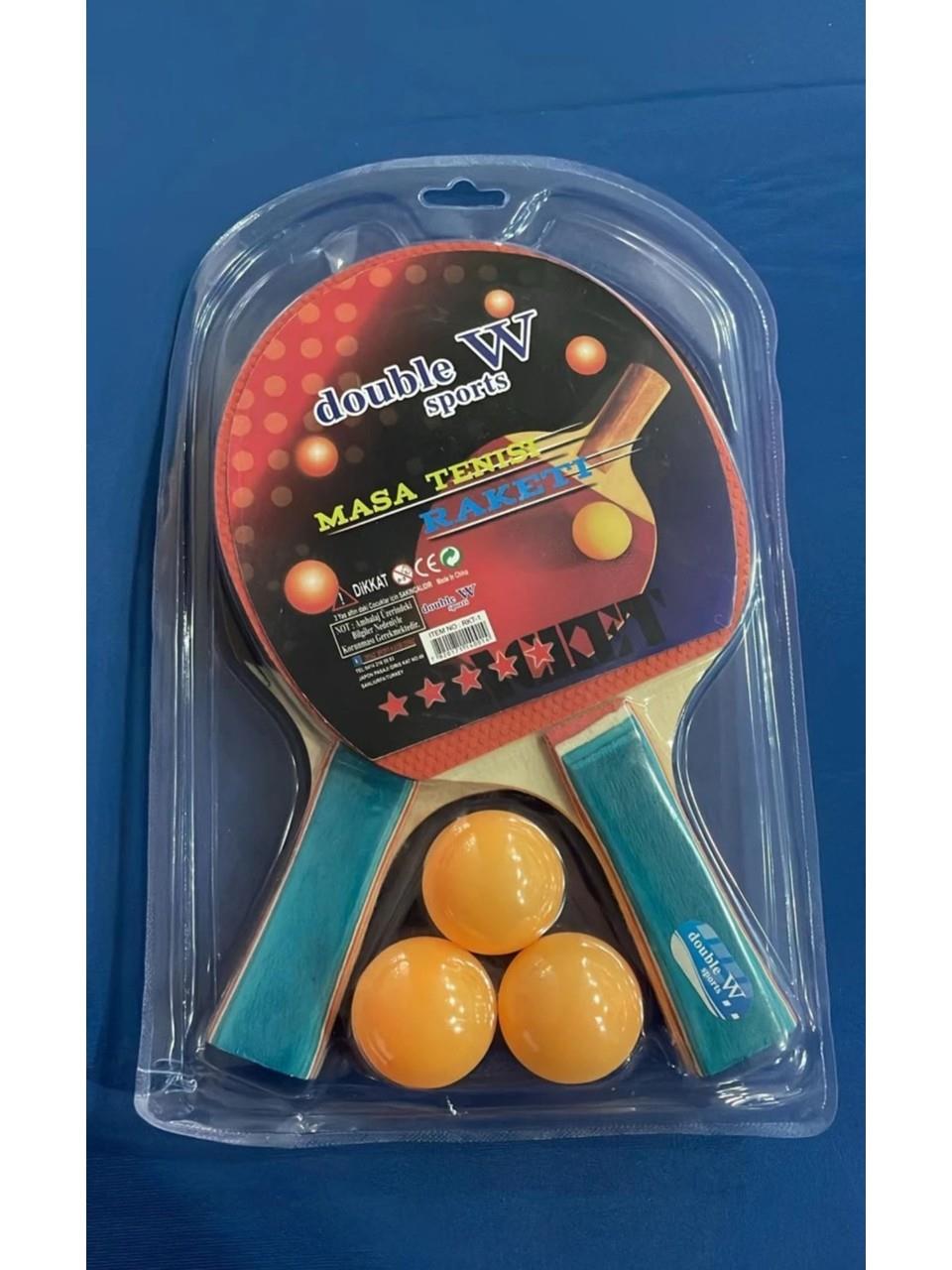 Double W Sports Profesyonel Masa Tenisi Seti - 2 Adet Raket + 3 Adet Top Full Paket