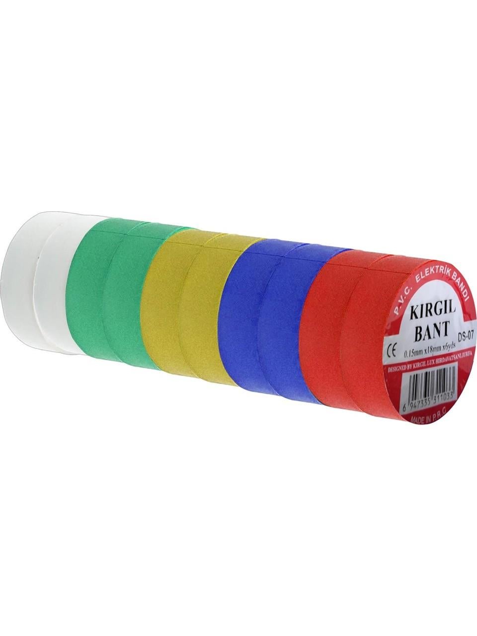 Renkli Elektrik Bandı 10'lu Paket (Karışık Renkler) - 0.15mm x 18mm x 4 Yards İzole Bant Seti