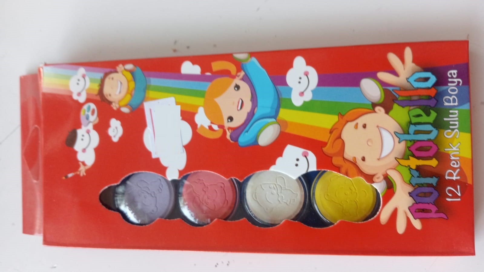 12'li Küçük Boy Sulu Boya Seti - Fırçalı & Canlı Renkler Okul Boyası