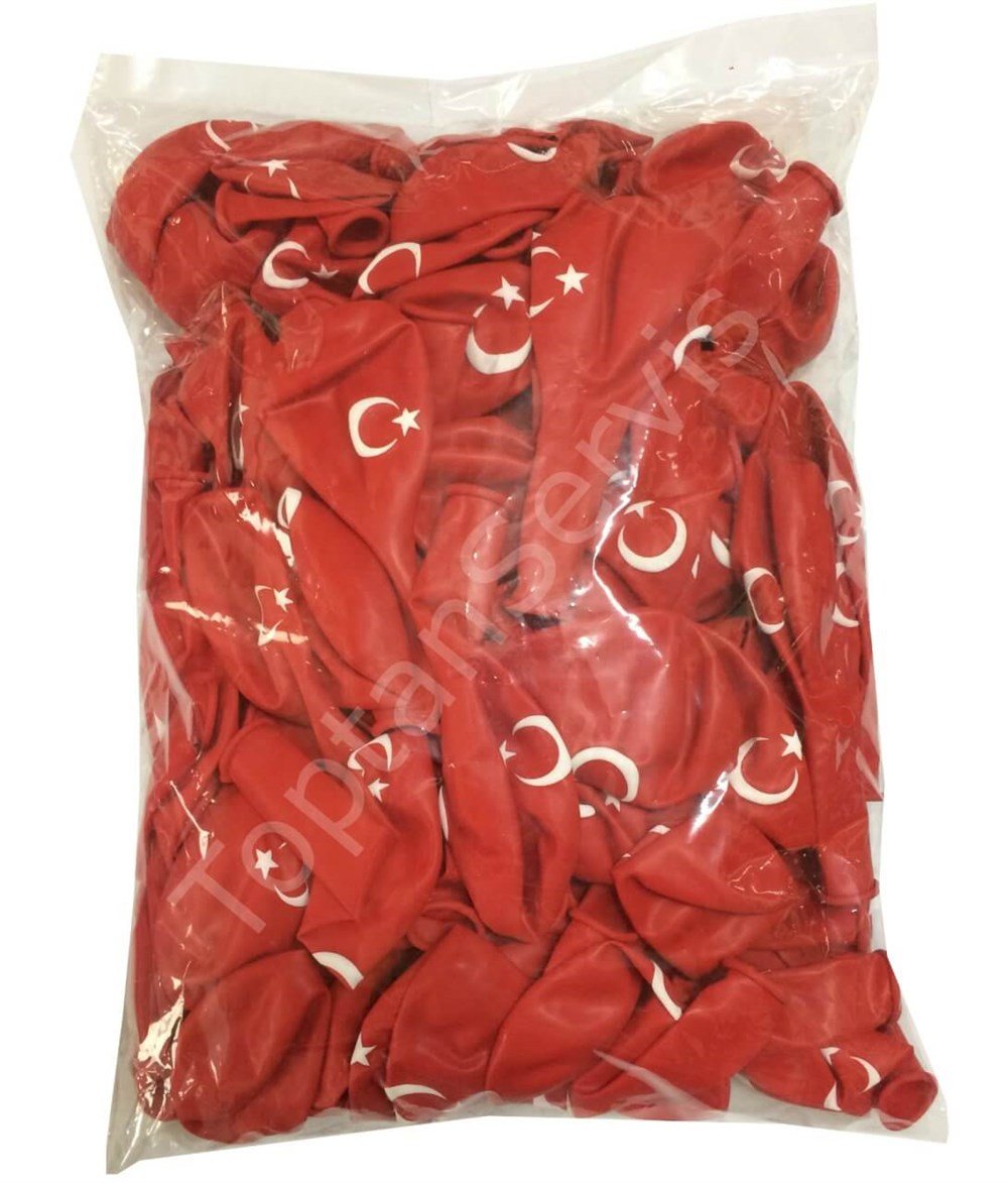 Ay Yıldız Türk Bayrağı Baskılı Balon 100 Adet
