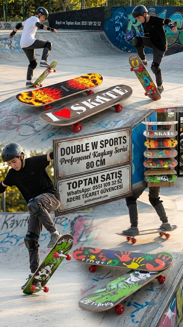 Double W Sports Profesyonel Kaykay Serisi - Dayanıklı Ahşap Gövde ve Şık Desenli Modeller 80 cm 