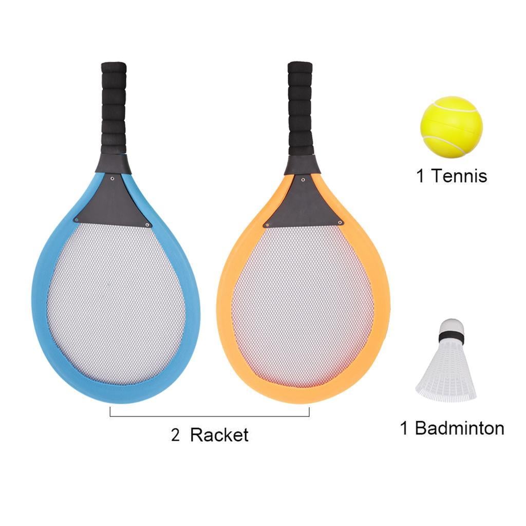 Hafif Gövdeli Çocuk Tenis ve Badminton Raketi - 1 Çift + 2 Farklı Top