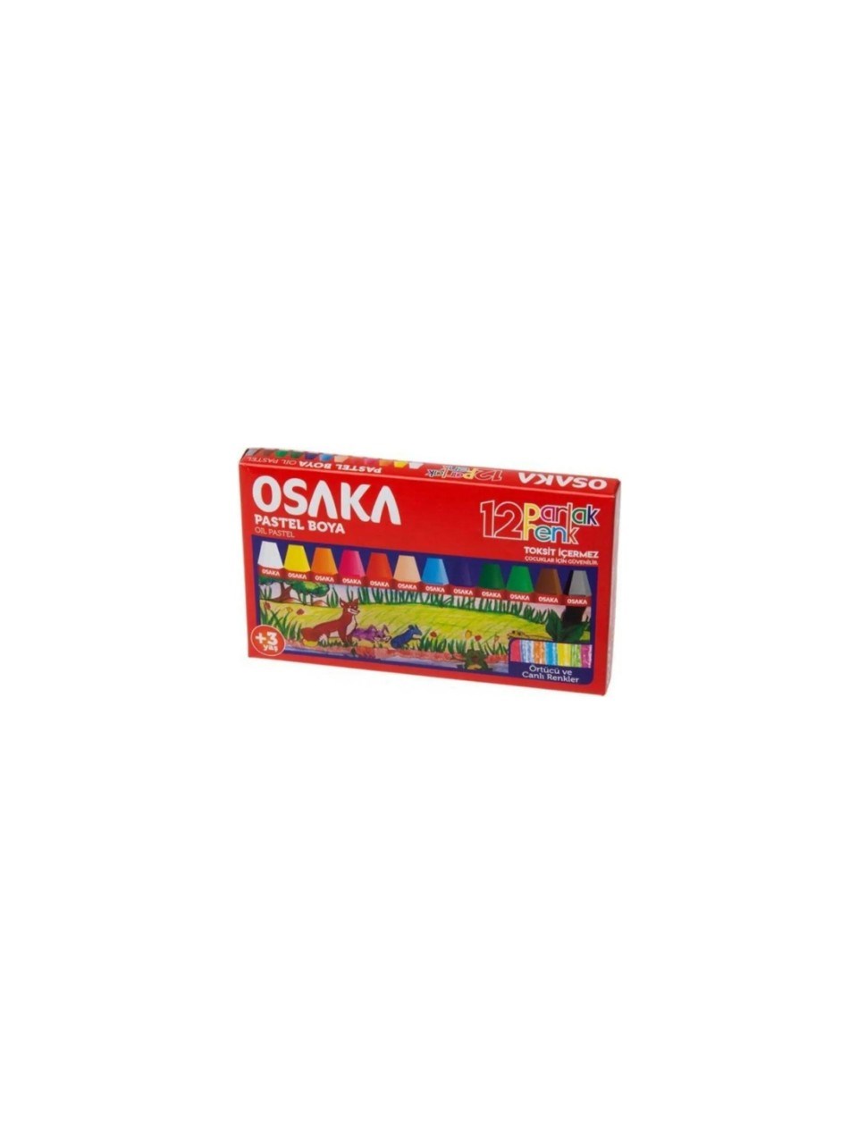 Osaka 12 Renk Pastel Boya Seti – Canlı Renkler & Güvenli Formül