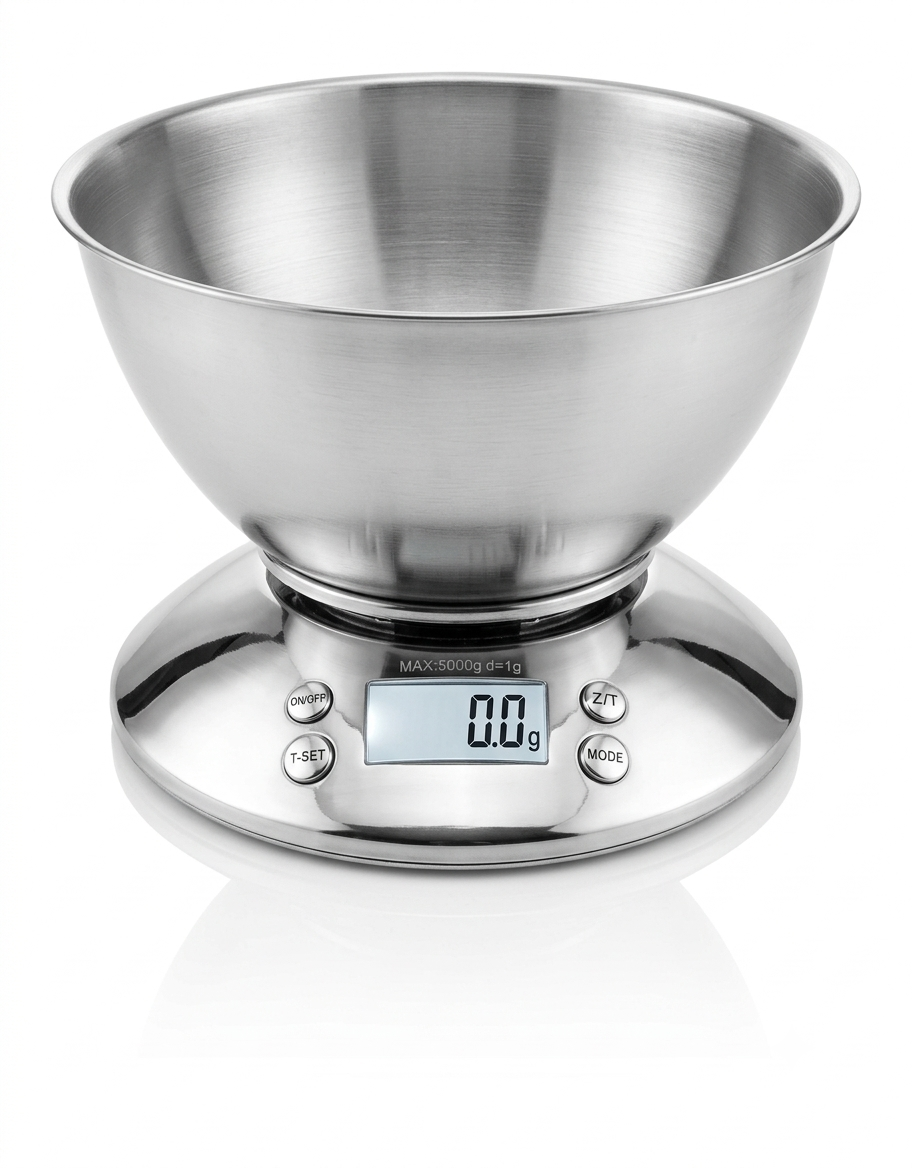 Paslanmaz Çelik Kaseli Dijital Hassas Mutfak Terazisi (5 KG / 1 G)