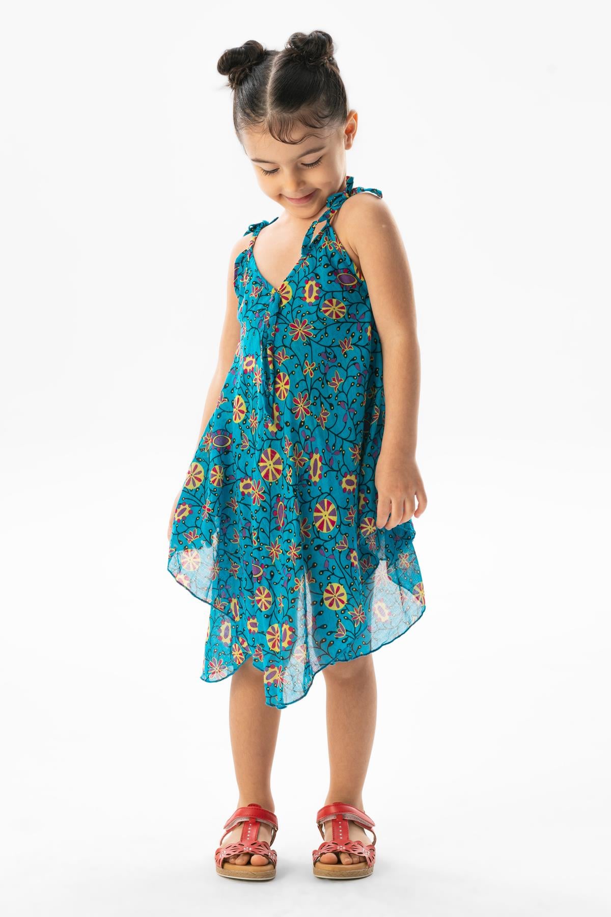 Afrodit Voile Summer Children's Dress Turquoise 6201