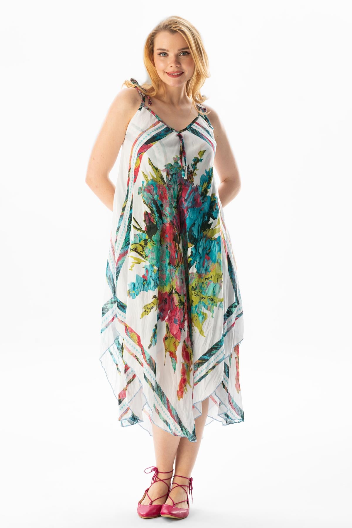 Strappy Voile Afrodit Midi Dress White