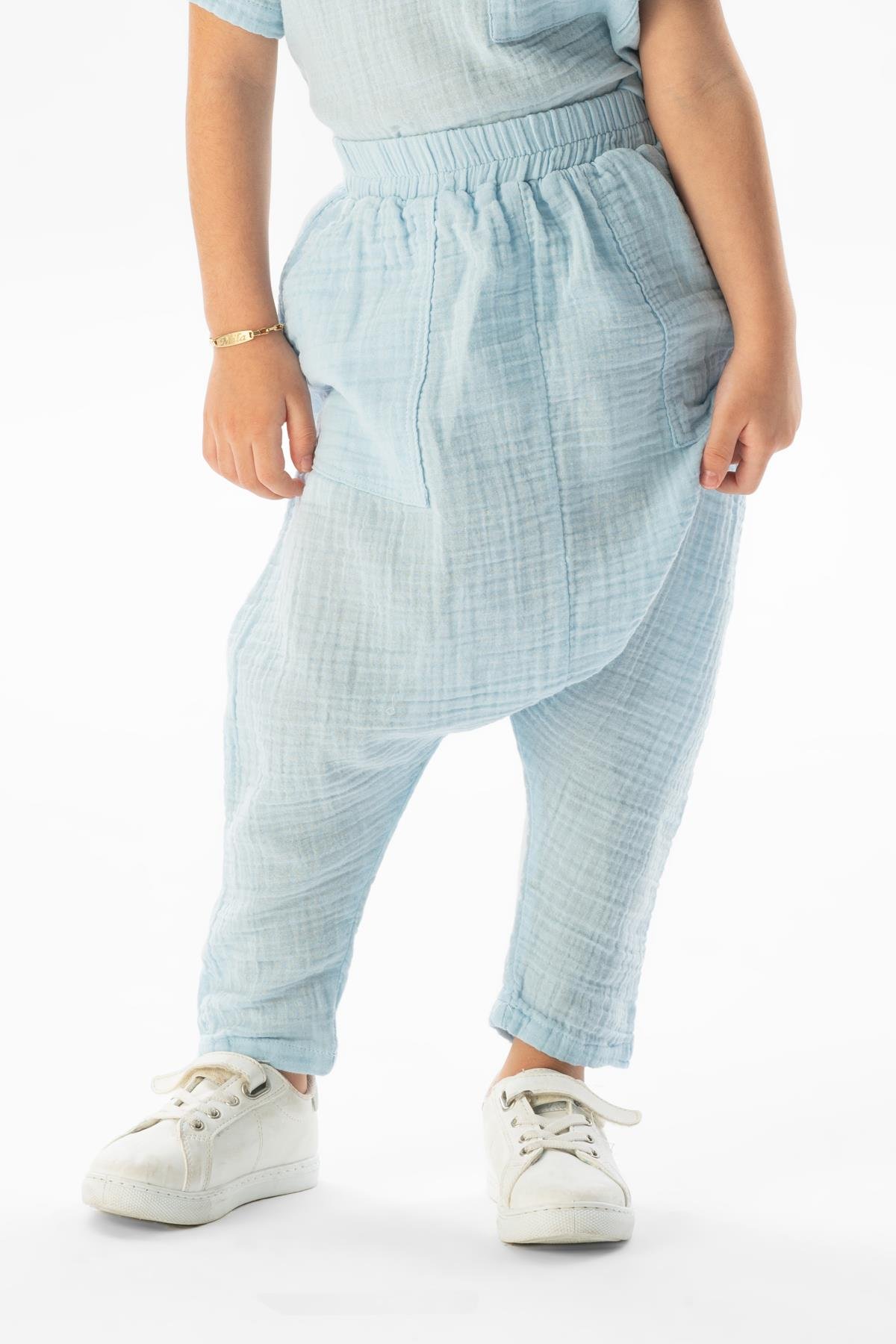 Batı Summer Muslin Girl's Shalwar Ice Blue