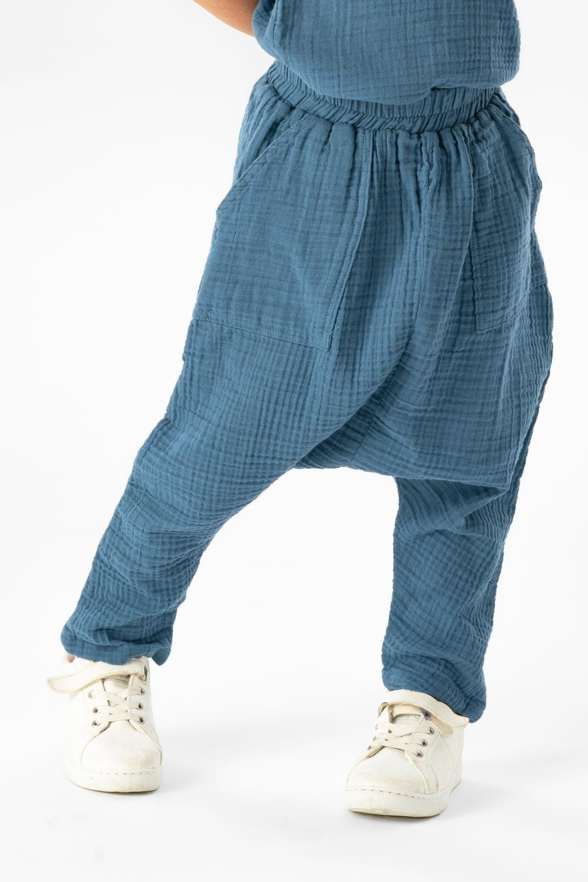 Batı Summer Muslin Girl's Shalwar Indigo