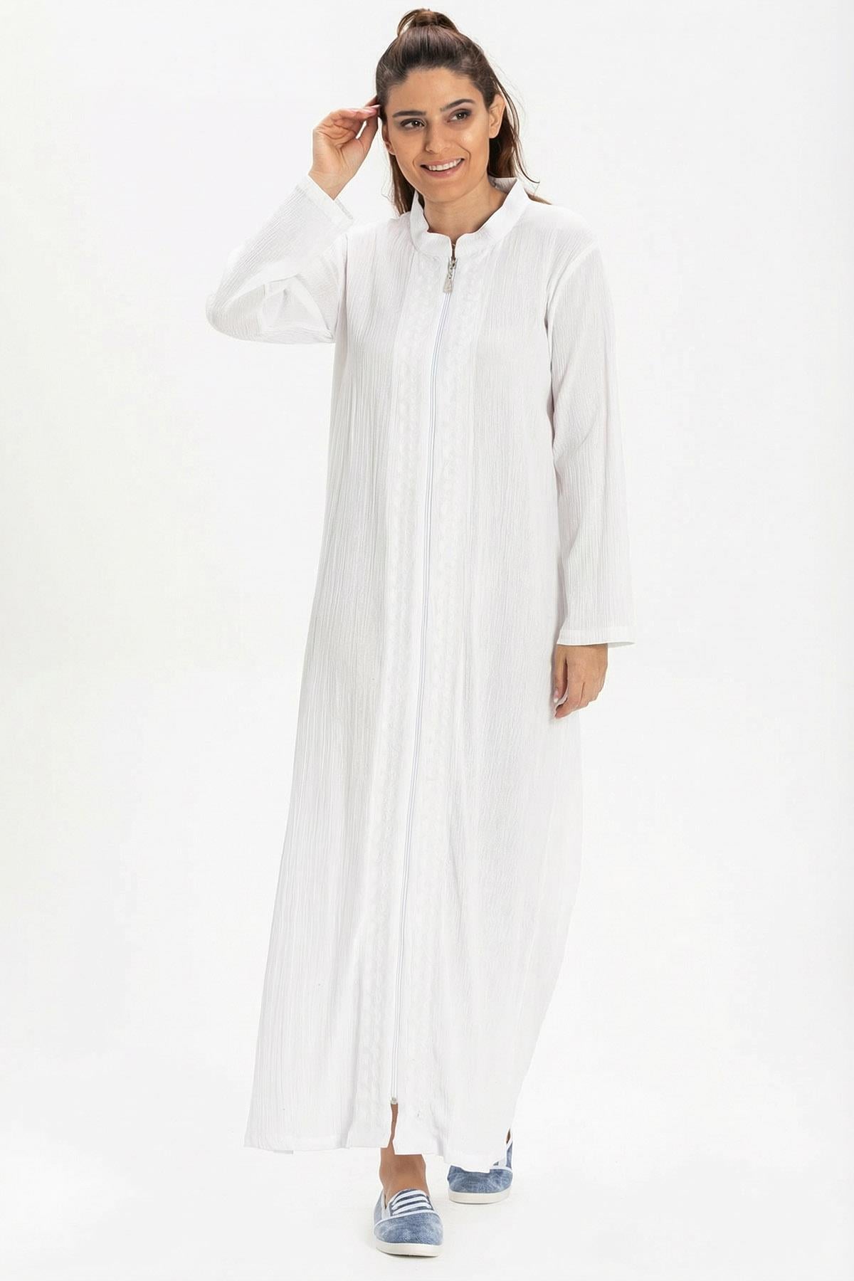 Cemre Sile Fabric Abaya White
