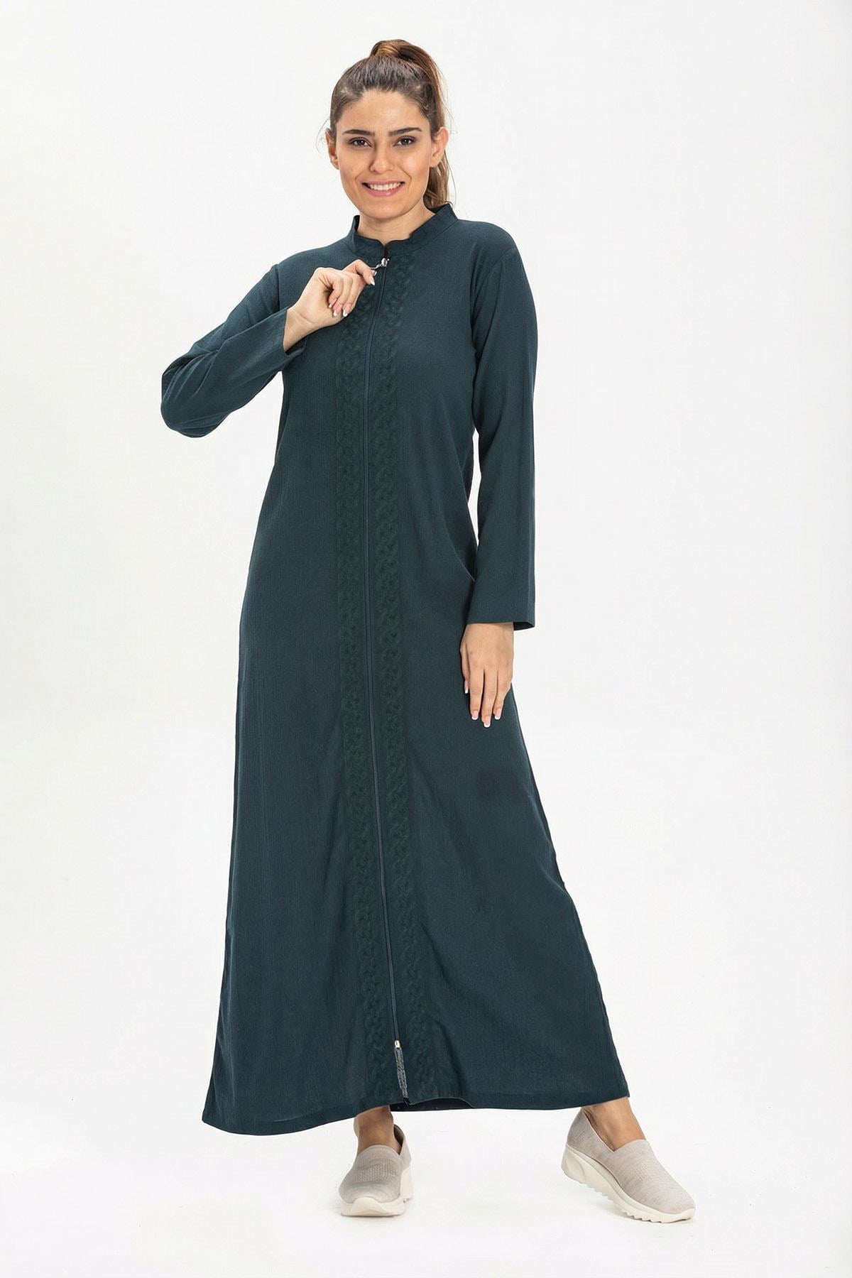 Cemre Sile Fabric Abaya Petrol