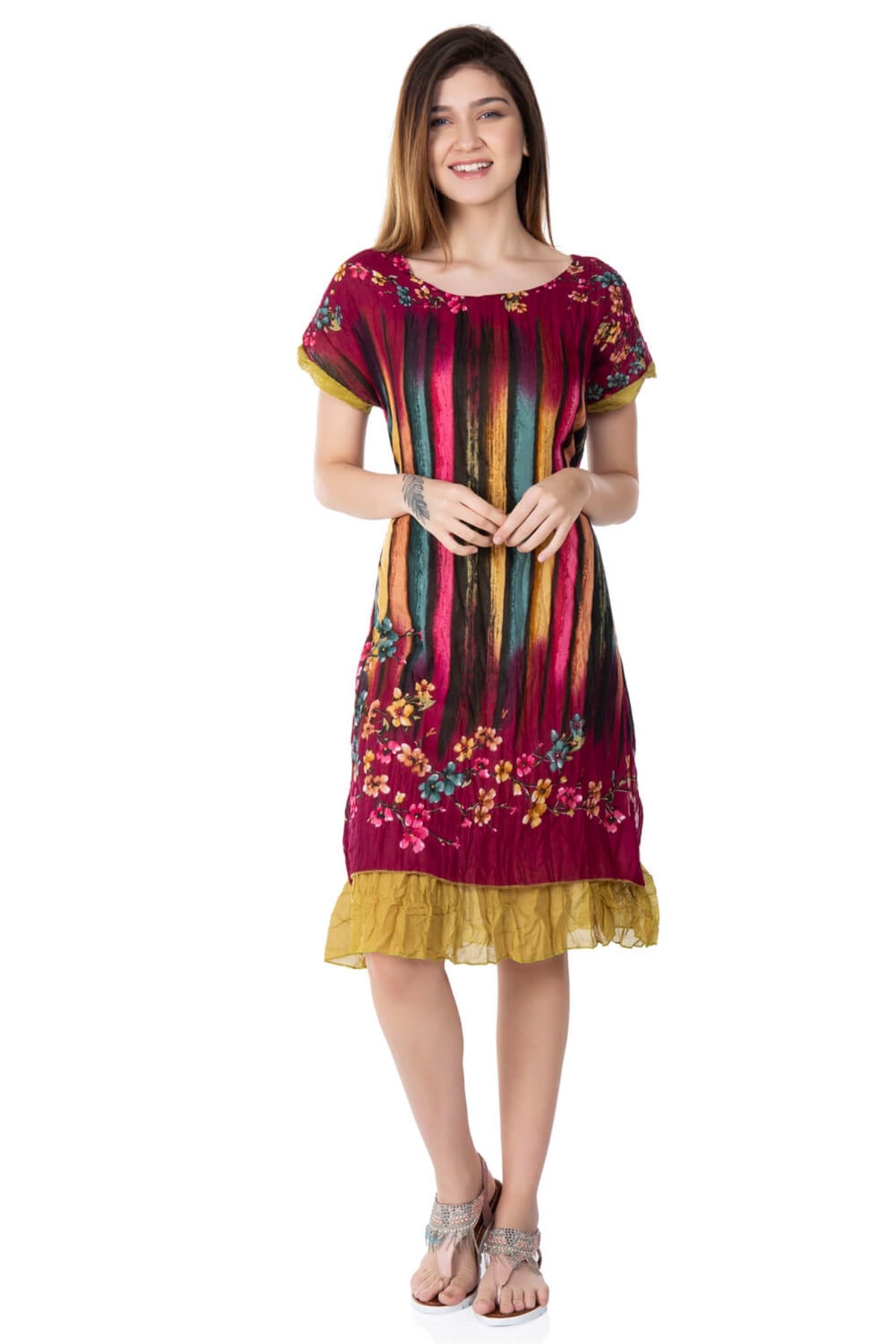 Defne Vual Elbise Bordo